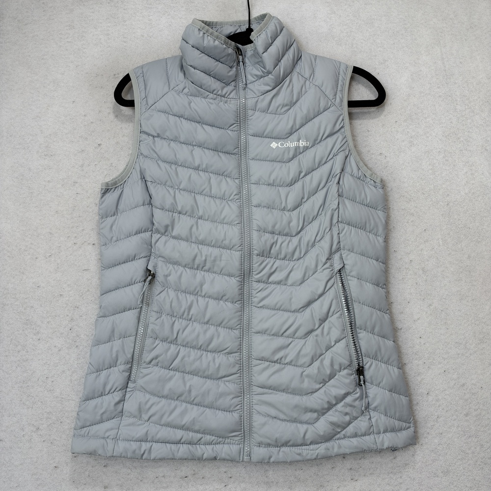 Columbia Vest Womens Medium Gray Omni-Heat Puffer Lightweight Full Zip Outdoor